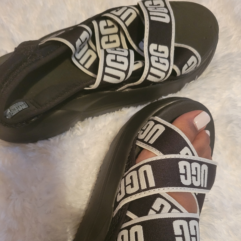 UGG L.A. Cloud Black Platform Sandals  Women's 7